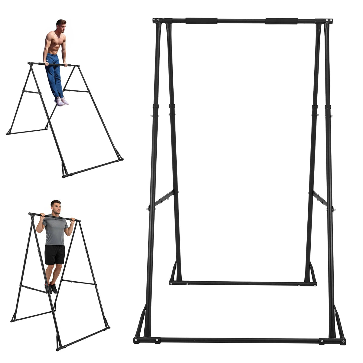 Foldable Free Standing Pull Up Bar Power Tower Dip Station 771LBS Capacity Strength Training Fitness Equipment for Home