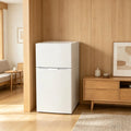 White 2 Door Mini Fridge with Freezer, 3.21 Cu.ft Compact Refrigerator (0.95 Cu.ft Freezer + 2.26 Cu.ft Fridge), for Bedroom, Dorm, Office, Apartment, Keep Food, Drinks & Frozen Items Fresh