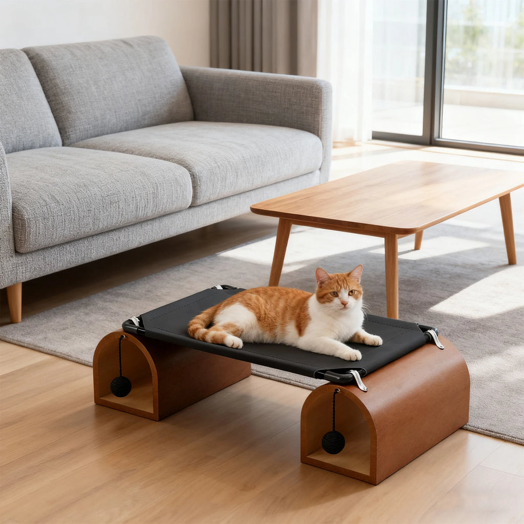 2-in-1 Tunnel Cat Hammock Collapsible Pet Sleeping Bed Washable Mesh Cover Cat Tunnel Bed Breathable Suitable for All Seasons