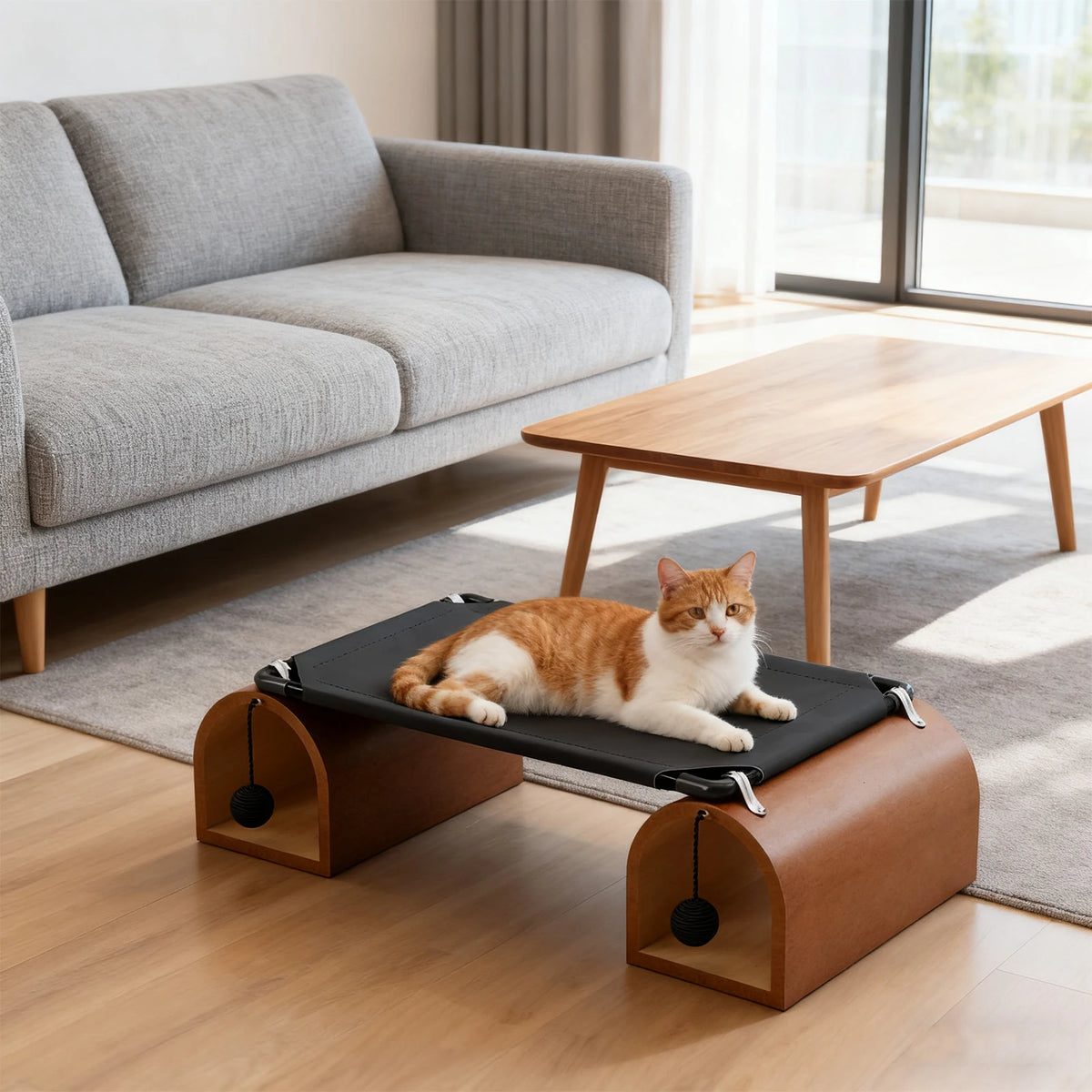 2-in-1 Tunnel Cat Hammock Collapsible Pet Sleeping Bed Washable Mesh Cover Cat Tunnel Bed Breathable Suitable for All Seasons