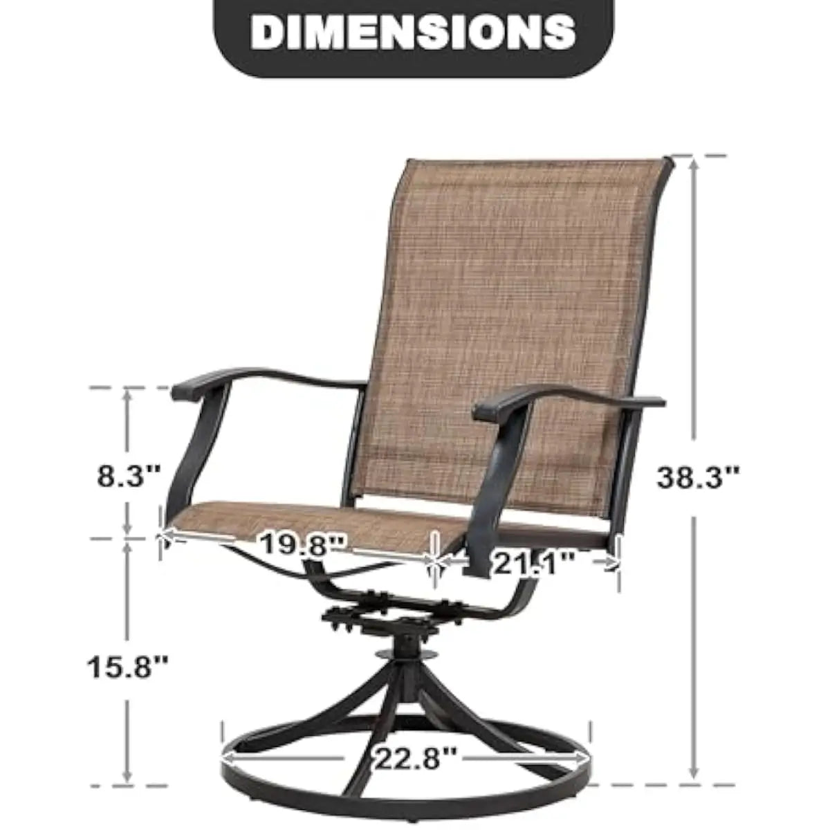 Outdoor swivel dining chairs set of two with 360-degree rotation and gentle rocking motion ideal for patios decks gardens balcon