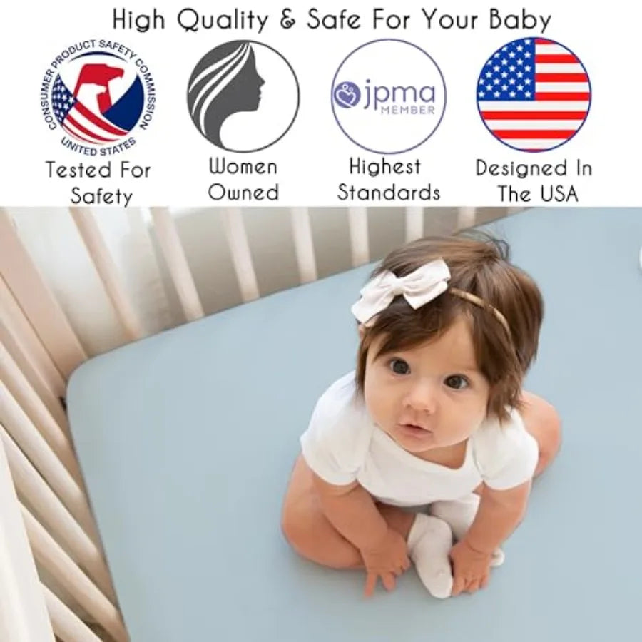 4-Piece Baby Crib Bedding Set Ocean Seashells for Boys or Girls Infants/Nursery incl. Blanket Fitted Sheet Skirt Diaper Stacker