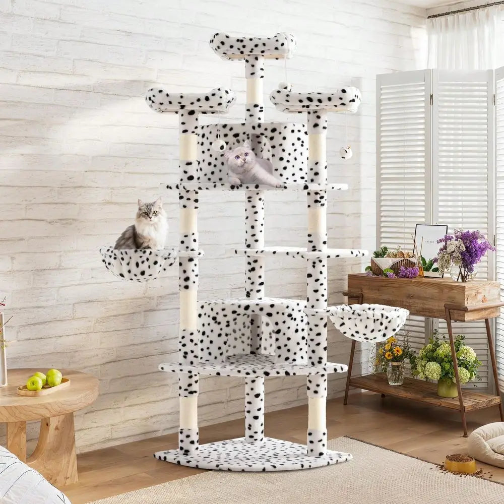 Cat Tree Rascadores Para Gatos Cat Supplies 73in FanShaped Corner Cat Tower For Save Space, MultiLevel Tall Cat Tree For Indoor