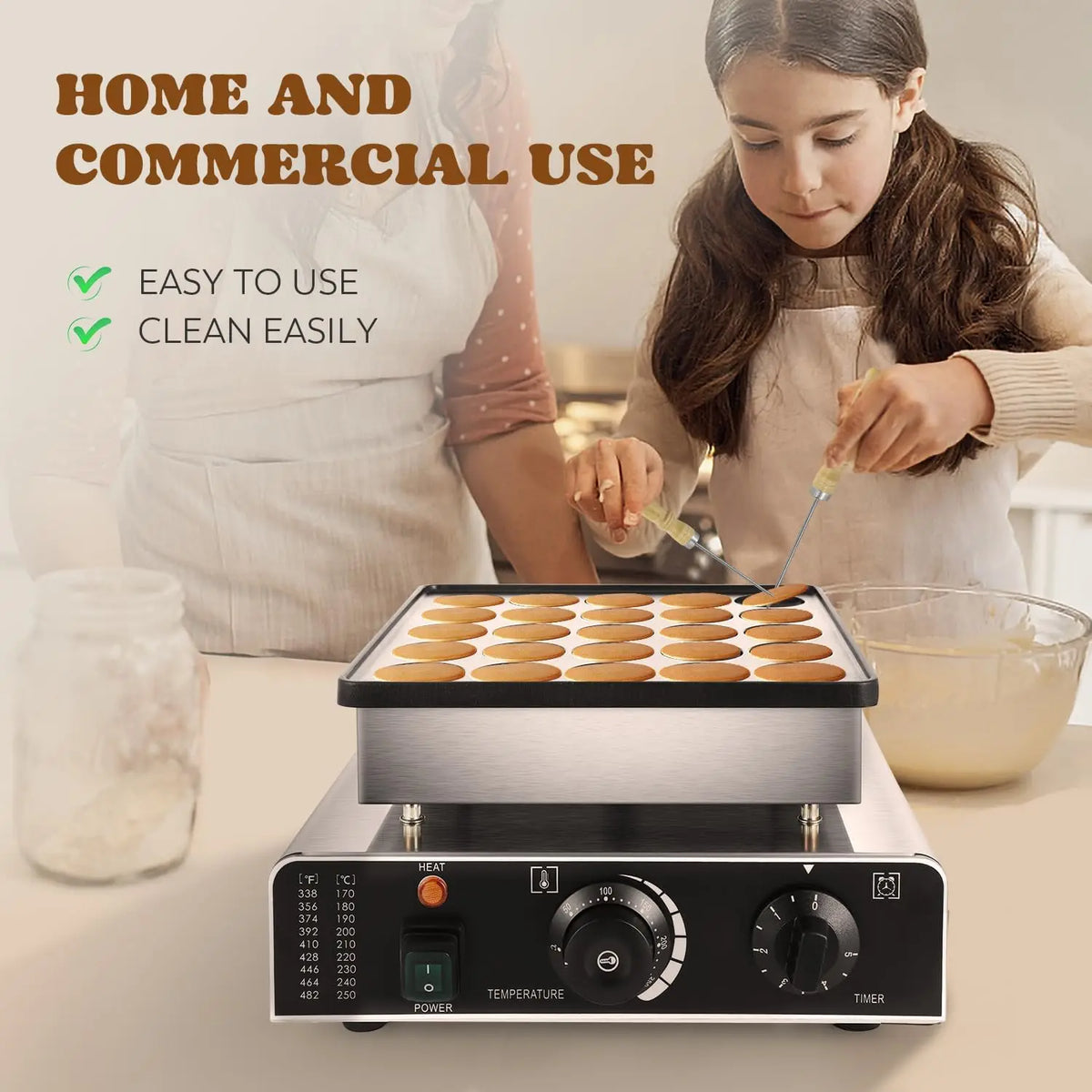 Mini Pancake Maker Machine, 25PCS Non-Stick Electric Baker for Home Kitchen or Cafe, 110V