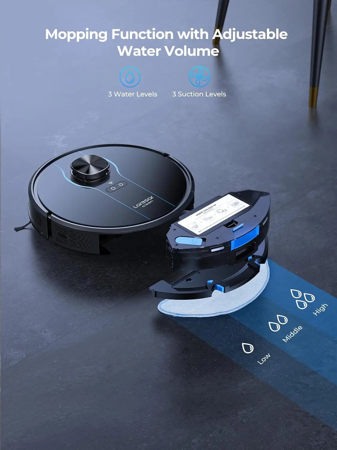 Smart Robot Vacuum and Mop with 5000Pa Suction, Self-Emptying, Lidar Navigation for Pet Hair on Hard Floors and Carpets