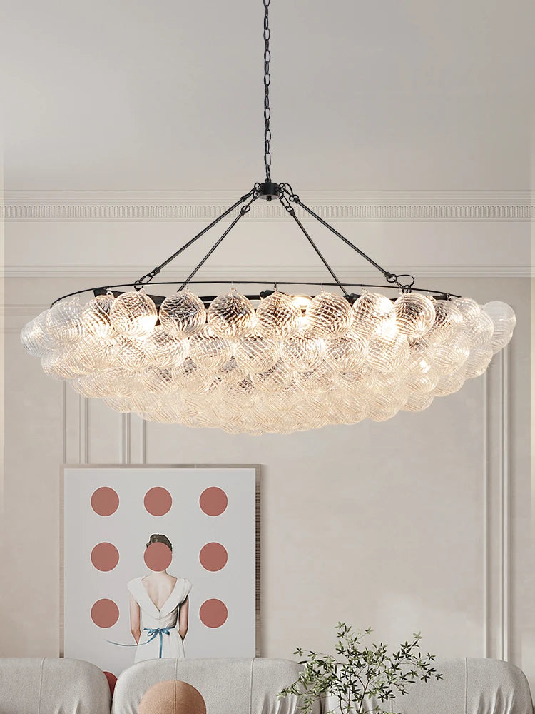 Bubble Chandelier Modern Luxury Large Pendant Light Globe Ball Swirled Glass Chandelier for Living Room Dining Room Foyer