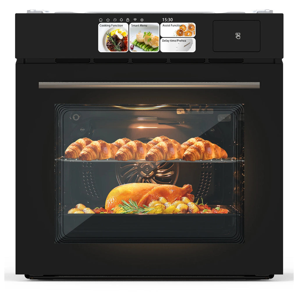 Single Wall Oven 24", Built-in Electric Ovens with 8 Cooking Mode, 3000W/240V, 2.5Cu.ft Convection Oven, Colorful Touch Screen