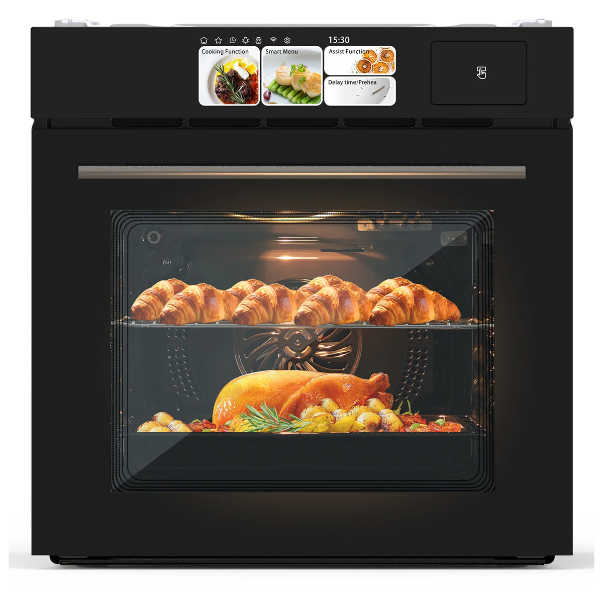Single Wall Oven 24", Built-in Electric Ovens with 8 Cooking Mode, 3000W/240V, 2.5Cu.ft Convection Oven, Colorful Touch Screen