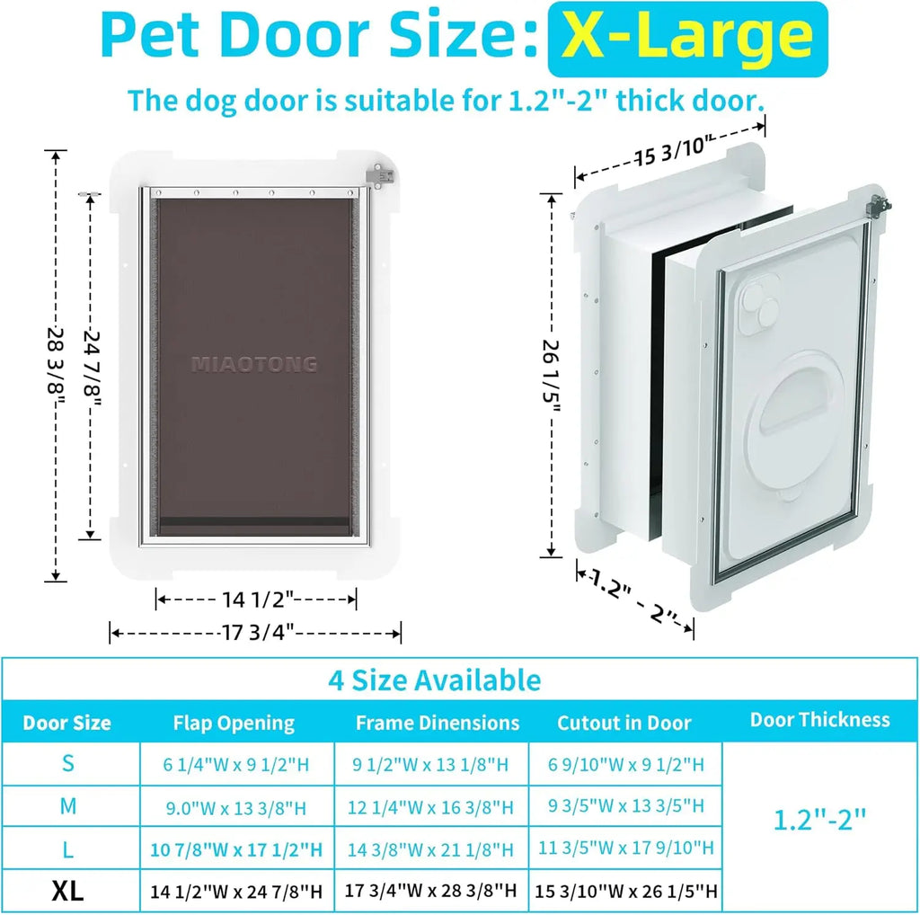 Extra Large Dog Door for Sliding Doors, 3-Flap Insulated, Steel Frame, Pet Door Up to 220 lbs