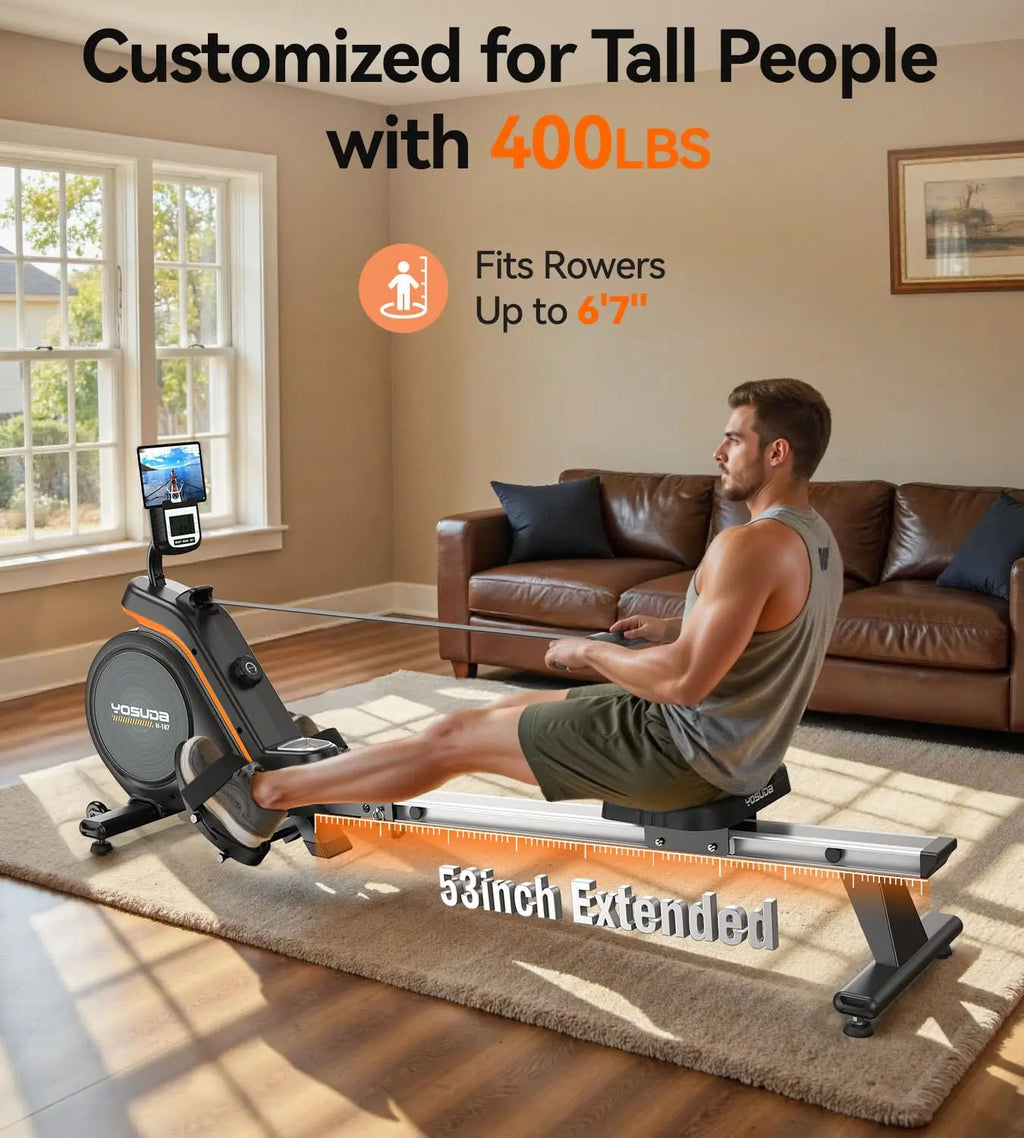 YOSUDA Magnetic Rowing Machine for Home Rower Machine Use with Bluetooth,App Supported, Rowing Machine for Taller Power Athletes