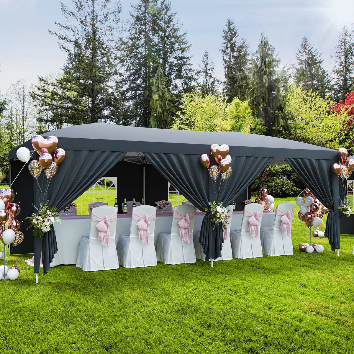 10x20 Ft Canopy Tent with 6 Sidewalls, Heavy Duty Outdoor Party Tent, Instant Shelter, Gazebo with Wheeled Bag for Events