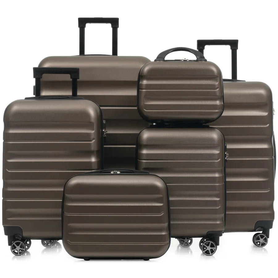 6-Piece ABS Hardshell Luggage Set - Lightweight Durable Suitcases with Dual Spinner Wheels, Carry-On Check-In Sizes for Travel
