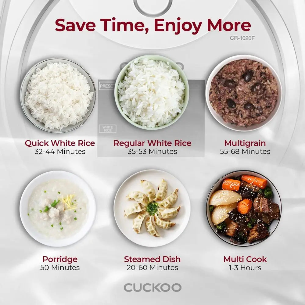 10-Cup Uncooked / 20-Cup Cooked Rice Cooker with Nonstick Inner Pot, 16 Menu Options, Auto Clean, LCD Display