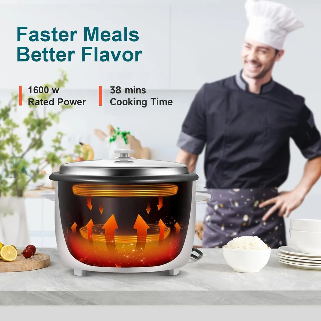 Large Capacity 30-Cup Rice Cooker with One-Touch Operation, Keep Warm, and Easy Cleaning