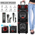 9000W Portable Bluetooth Speaker Heavy Bass Sound System Party Dual10" Subwoofer Led Light Rechargeable Loud Dj Speaker