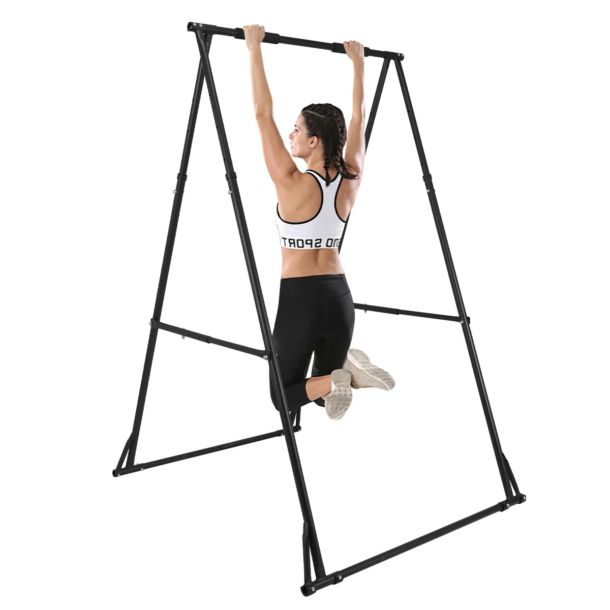 Foldable Free Standing Pull Up Bar Power Tower Dip Station 771LBS Capacity Strength Training Fitness Equipment for Home