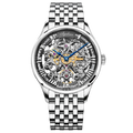 AGELOCER Original Baroque Art Carved Watch Steel Strap Men's Hollow Carved Automatic Mechanical Watch Birthday Gift for Men