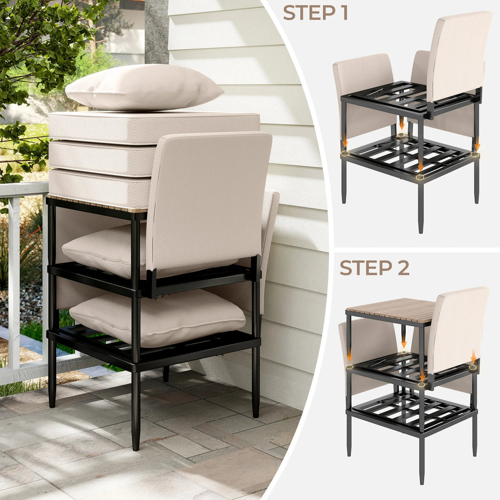 Outdoor Sectional 5 in 1 Aluminum Patio Loveseat with Coffee Table Garden Furniture Set Waterproof Cushion Wicker Sofa