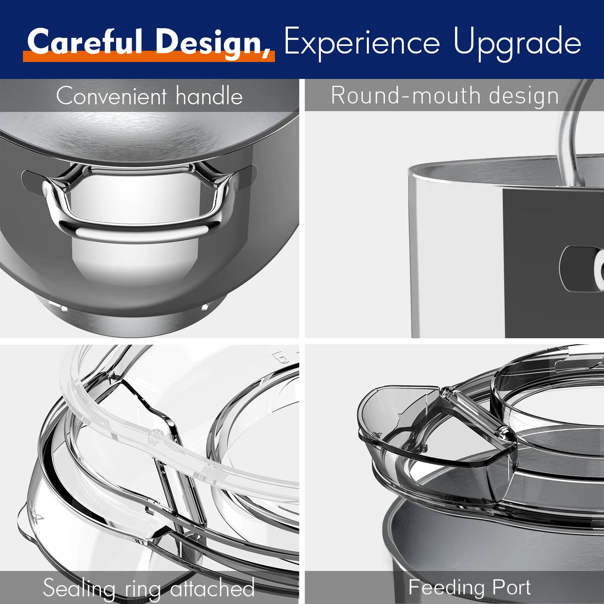 WHALL Kitchen Mixer, 12-Speed Tilt-Head Electric Stand Mixer – With Dough Hook, Wire Whip & Stainless Steel Bowl