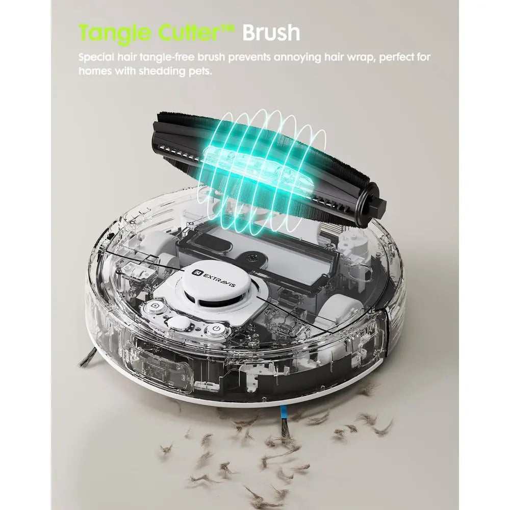 Self-Emptying Robot Vacuum Mop with 8500Pa Suction, Laser Nav, Pet Hair Removal, Ideal for Hard Floors, Tiles, and Carpets