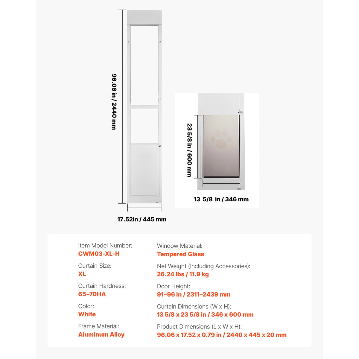 SucceBuy Dog Door for Sliding Glass Door Aluminum Alloy Frame with Rotating Hinges Lock Design Sliding Glass Pet Door for Renter