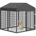 Sturdy Outdoor Dog Cage with Roof, Heavy-Duty Galvanized Steel Kennel with Double Safety Locks (4.5ft x 4ft x 4.2ft)
