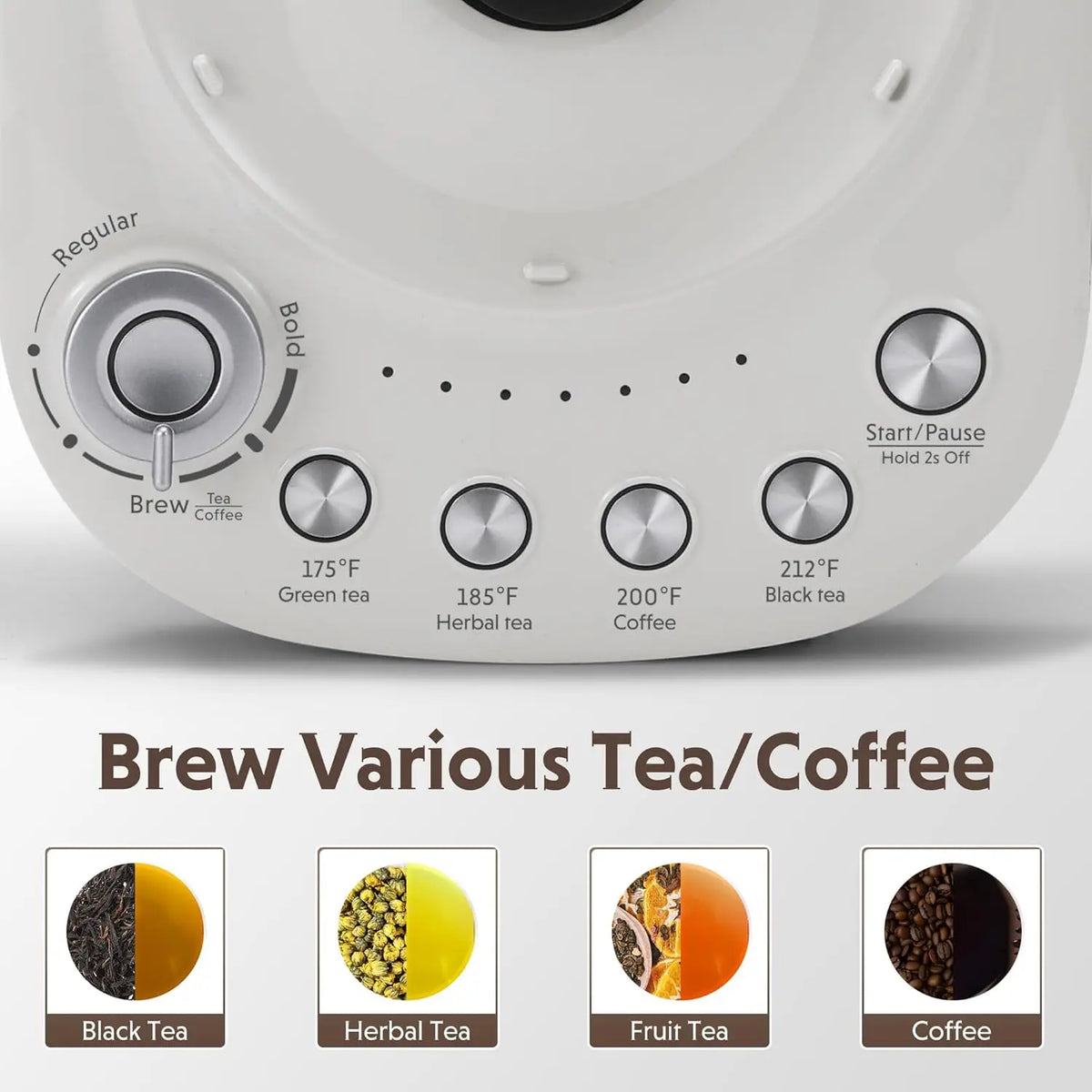 Electric Tea Maker & Coffee Brewer, 6 Strength Levels, 4 Temp Settings, 1.5L