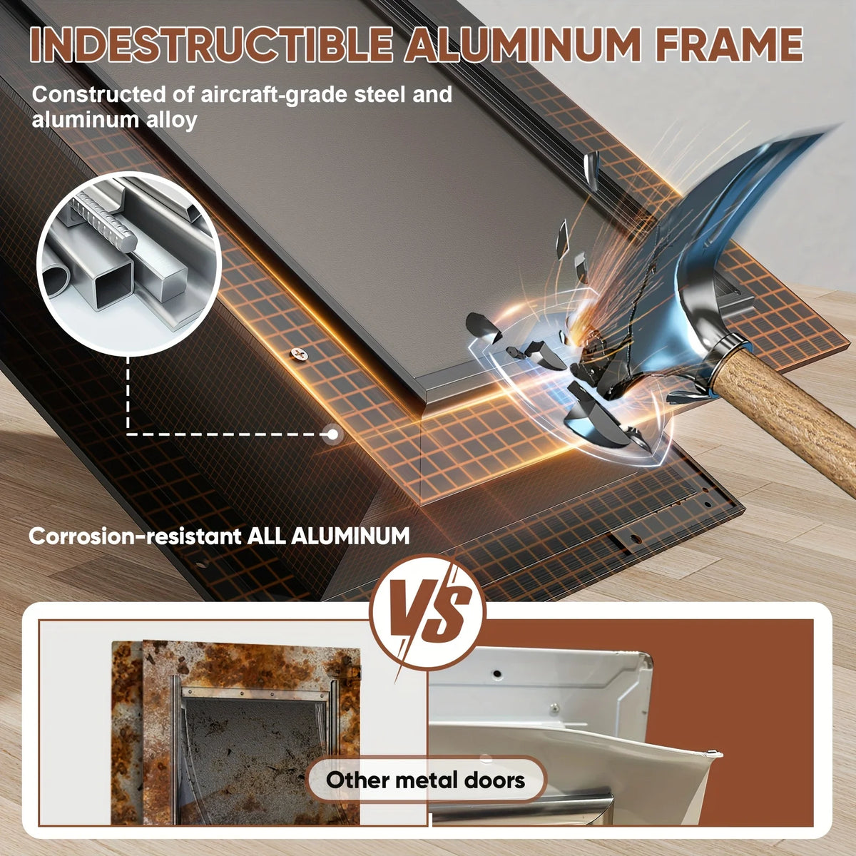 Large 3-Flap Dog Door Made of All-Aluminum Alloy, Suitable for Walls. This Heavy-Duty Pet Door Is Easy to Install, Energy-Efficient, And Features a Telescoping Tunnel for Both Interior And Exterior Walls