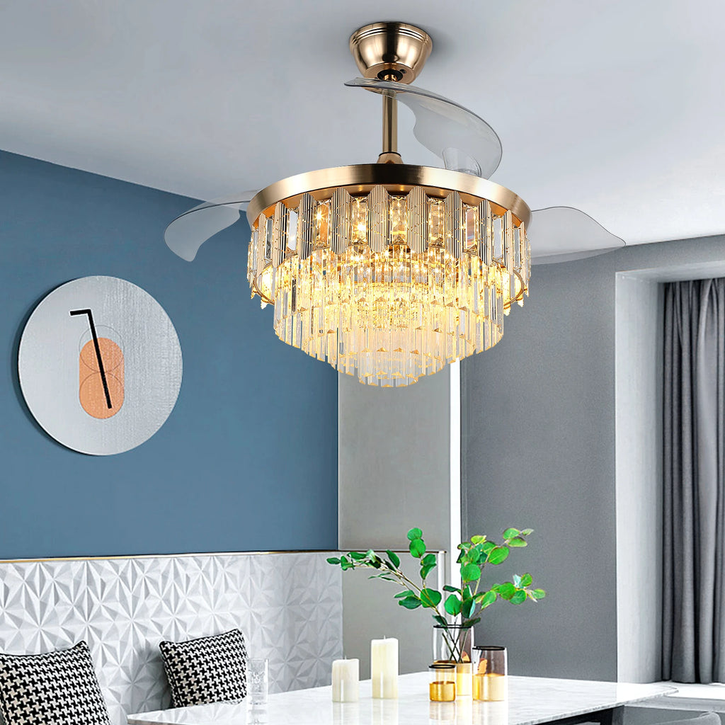 VETRULUS Modern Ceiling Fan With Led Light  Smart APP Remote Contro Reversible BLDC Intelligent Fandelier Lamp Indoor Fixture
