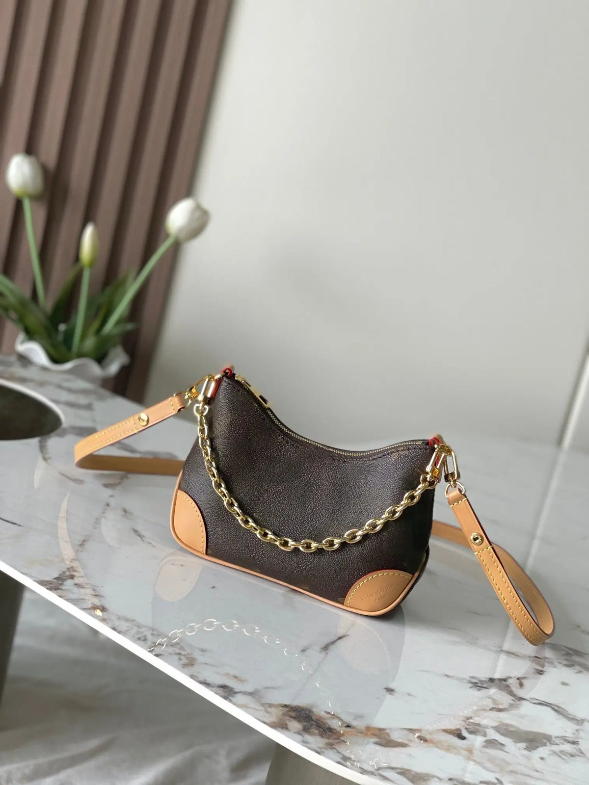Vintage Monogram Hobo Crossbody Bag for Women Retro Chain Shoulder Bag Adjustable Strap Underarm Bag Multi-style Casual Purse