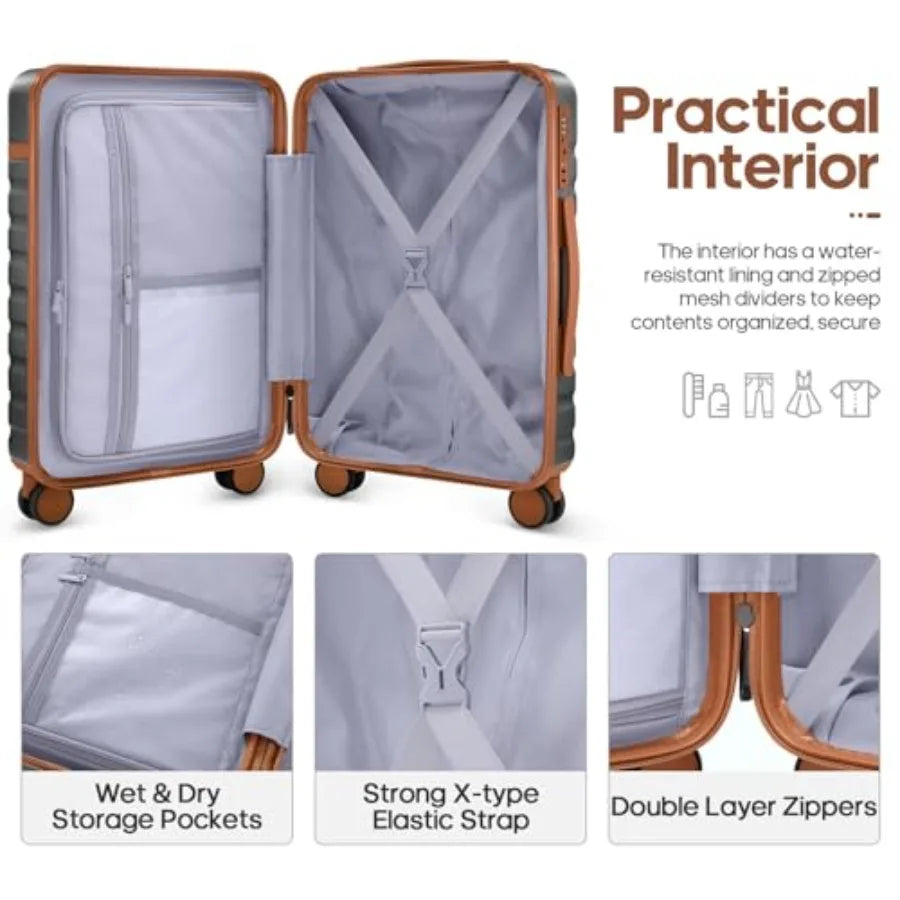 Luggage Sets 3 Piece Carry On Luggage 20In With Spinner Wheels PC Hardside Suitcase Set with TSA Lock Durable Carry On Suitcase