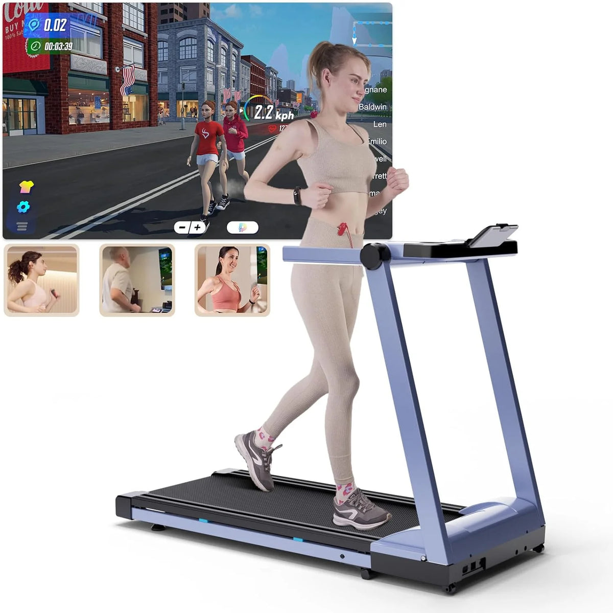 3.5HP Foldable Treadmill 350lbs Adjustable 6% Incline Walkingpad for Home/Office LCD APP Data Treadmills 10MPH Exercise Machine