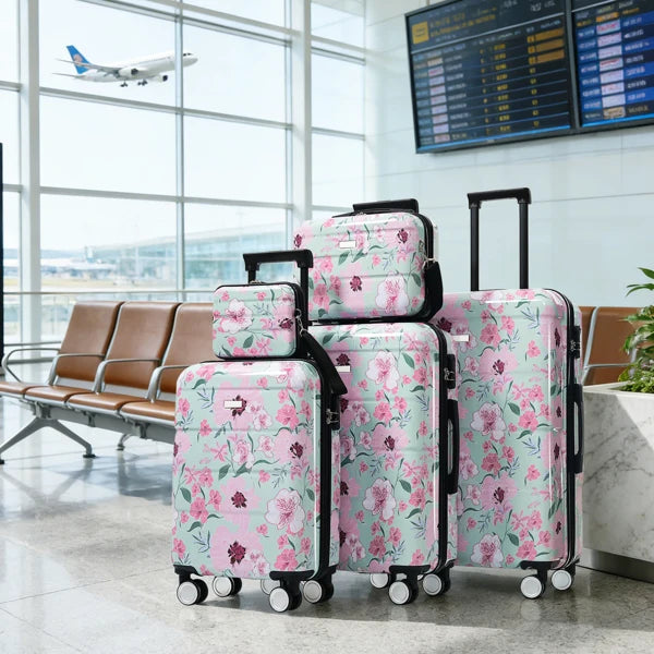 Luggage Sets New Model PC 5pcs, Hardside Lightweight Durable 20" 24" 28" Suitcases with 8" 14" Cases, Suitcase with Lock Spinner