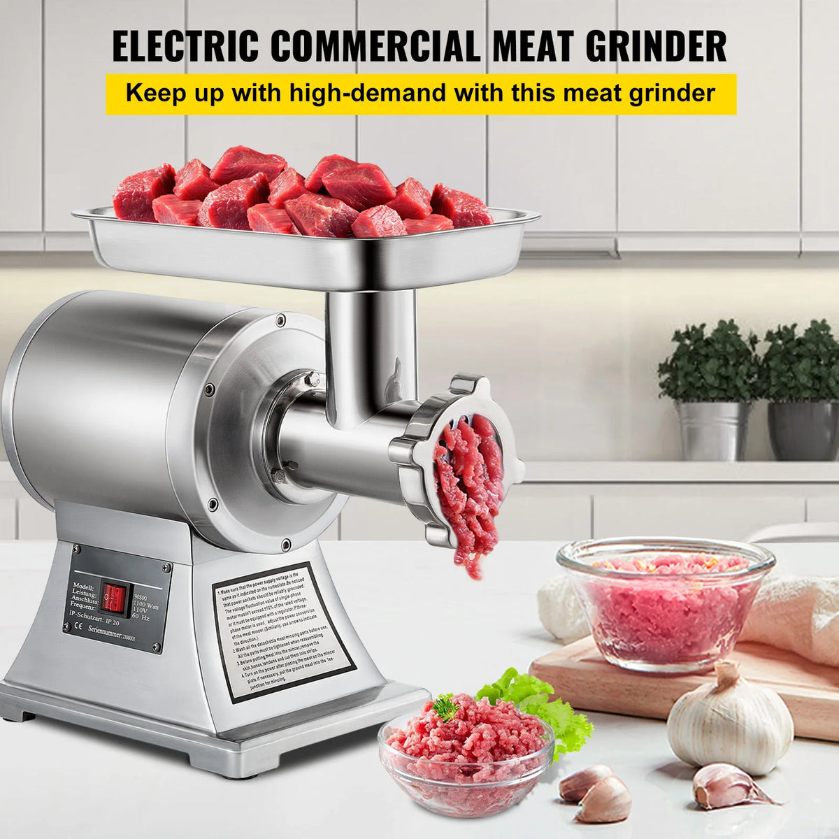 SucceBuy Electric Meat Mincer 330LBS/H Capacity Meat Grinder Machine, Stainless Steel Meat Grinder Commercial Sausage Stuffer Maker for Home & Commercial Use
