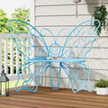 49 Inch Garden Butterfly Bench Featuring Powder-Coated Iron Frame for Outdoor Durability and Indoor Versatility in Vibrant Blue