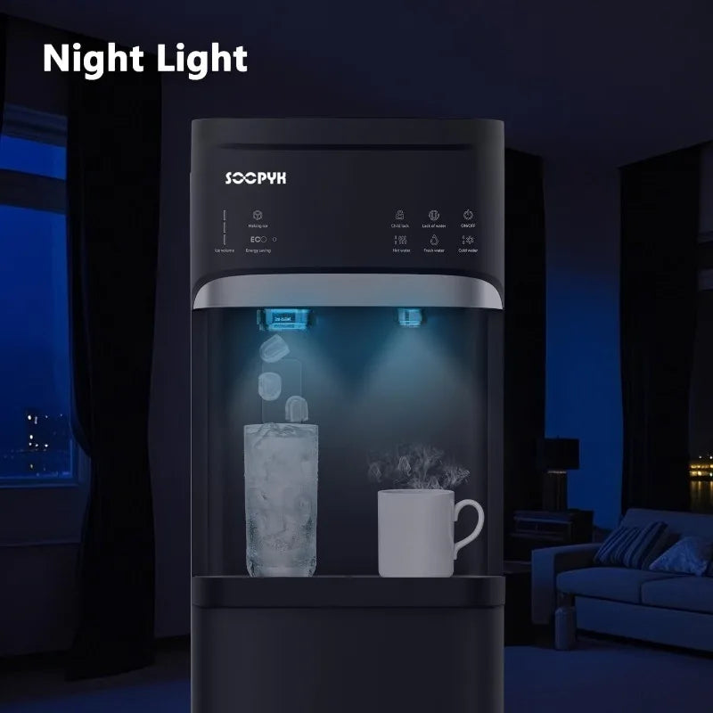 Self Cleaning 4-in-1 Hot/Cold/Room Water Cooler Dispenser with Ice Maker, Bottom Load, Bullet Ice 22 lbs Daily Capacity