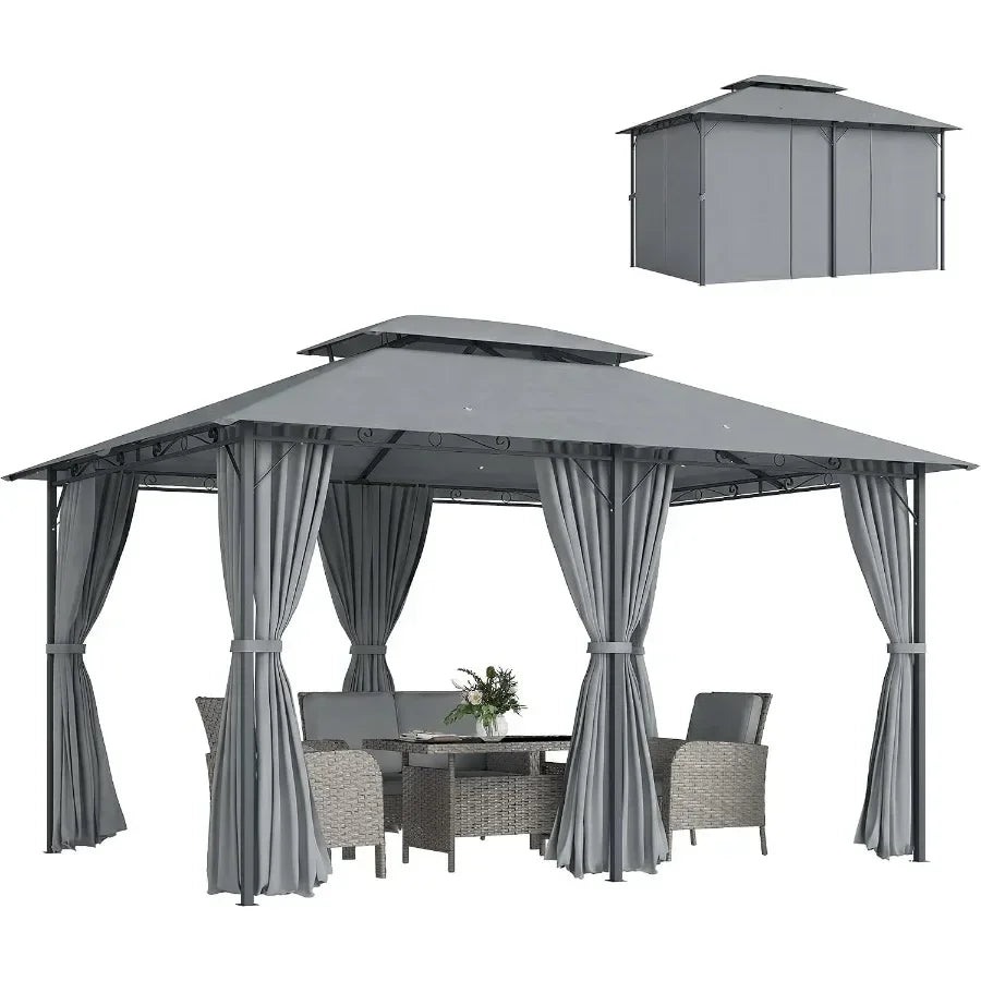 10'x13' Patio Gazebo with Curtains for Backyard Sage