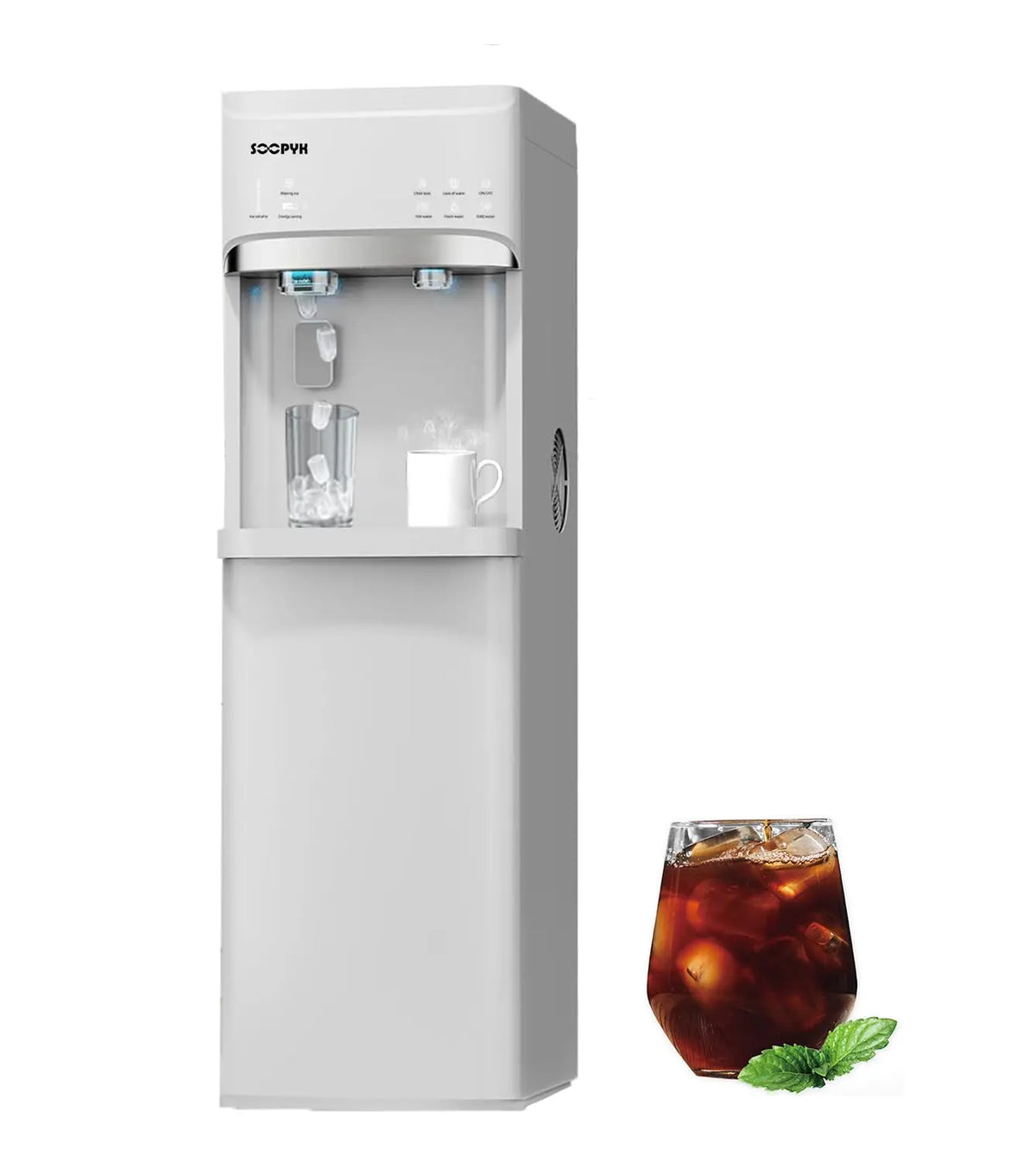 Self Cleaning 4-in-1 Hot/Cold/Room Water Cooler Dispenser with Ice Maker, Bottom Load, Bullet Ice 22 lbs Daily Capacity