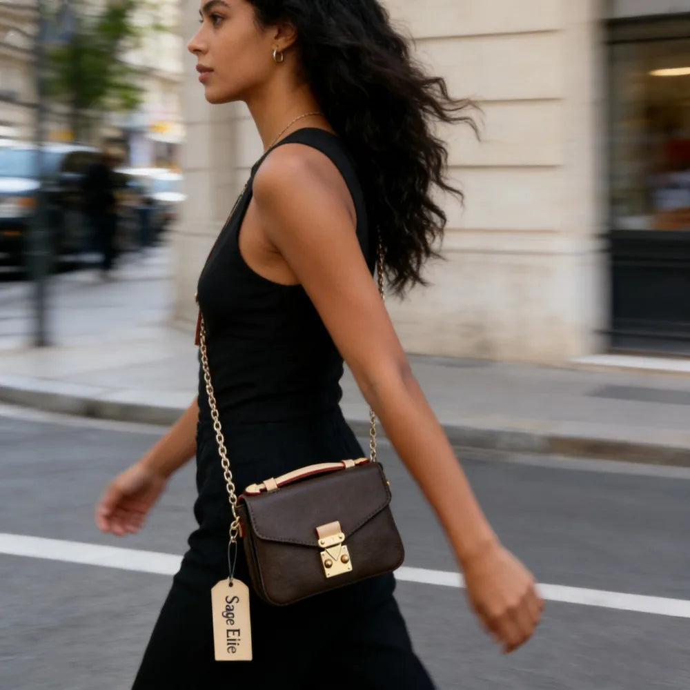 Women's Sage Elite Stylish Leather Crossbody Bag Mini Chic Chain Shoulder Bag Elegant for Daily Casual Party Fashion Purse