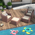4-Piece Outdoor Patio Furniture Set, All-Weather Wicker Rattan Sectional Conversation Chairs with Cushions & 2 Ottomans, Weather Resistant for Backyard, Poolside, Porch – Patio Furniture Set, Outdoor Furniture, Patio Furnit