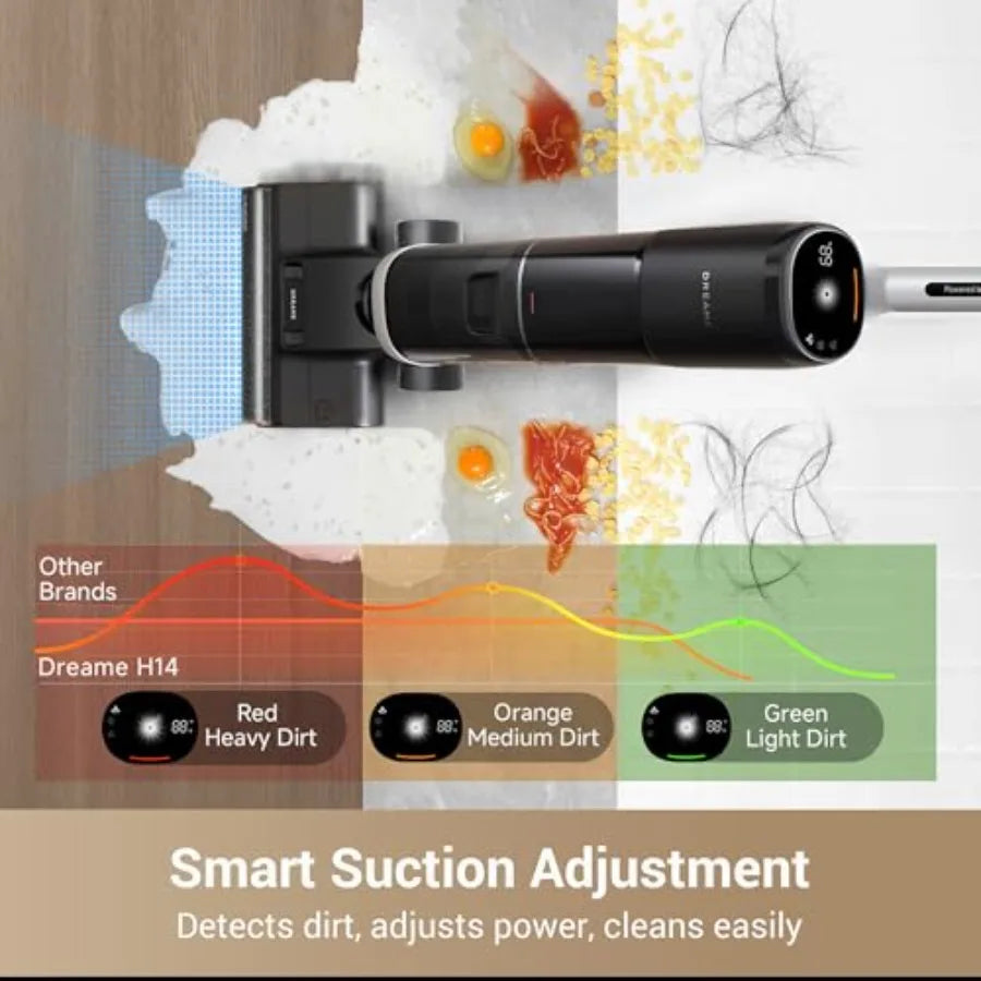 H14 Cordless Vacuum Mop 180 Lie-Flat Wet Dry Vacuum Cleaner with 140F Brush Washing and Fast Hot Air Drying in 5 Mins Smart Har