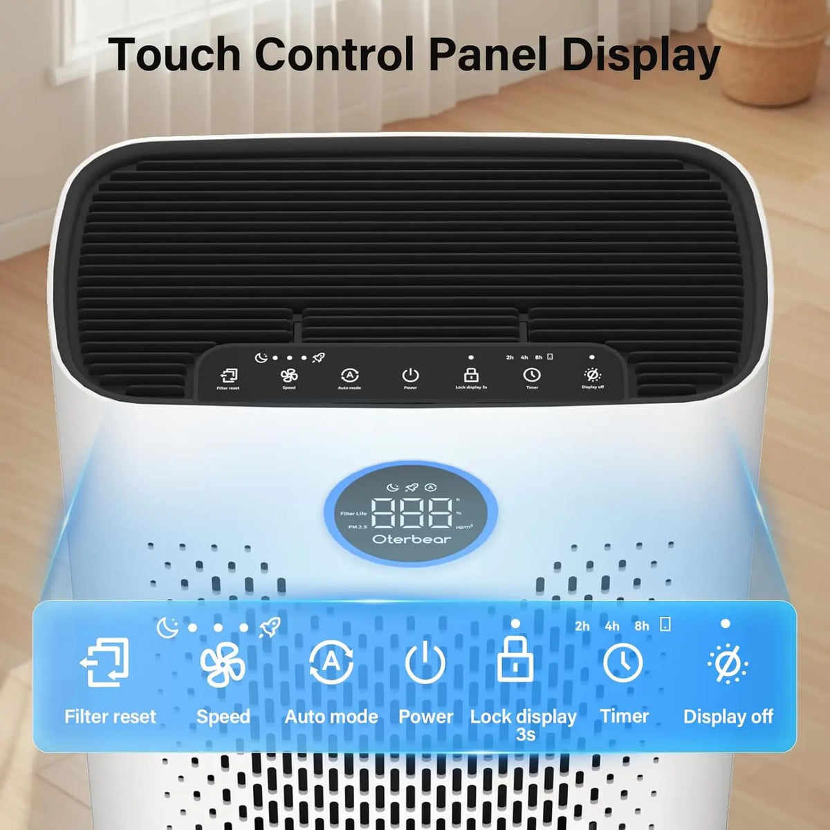 Large Room Air Purifier for Pets & Allergies, HEPA Filter with PM2.5 Monitor, Sleep Mode, 3000 Sq Ft Coverage
