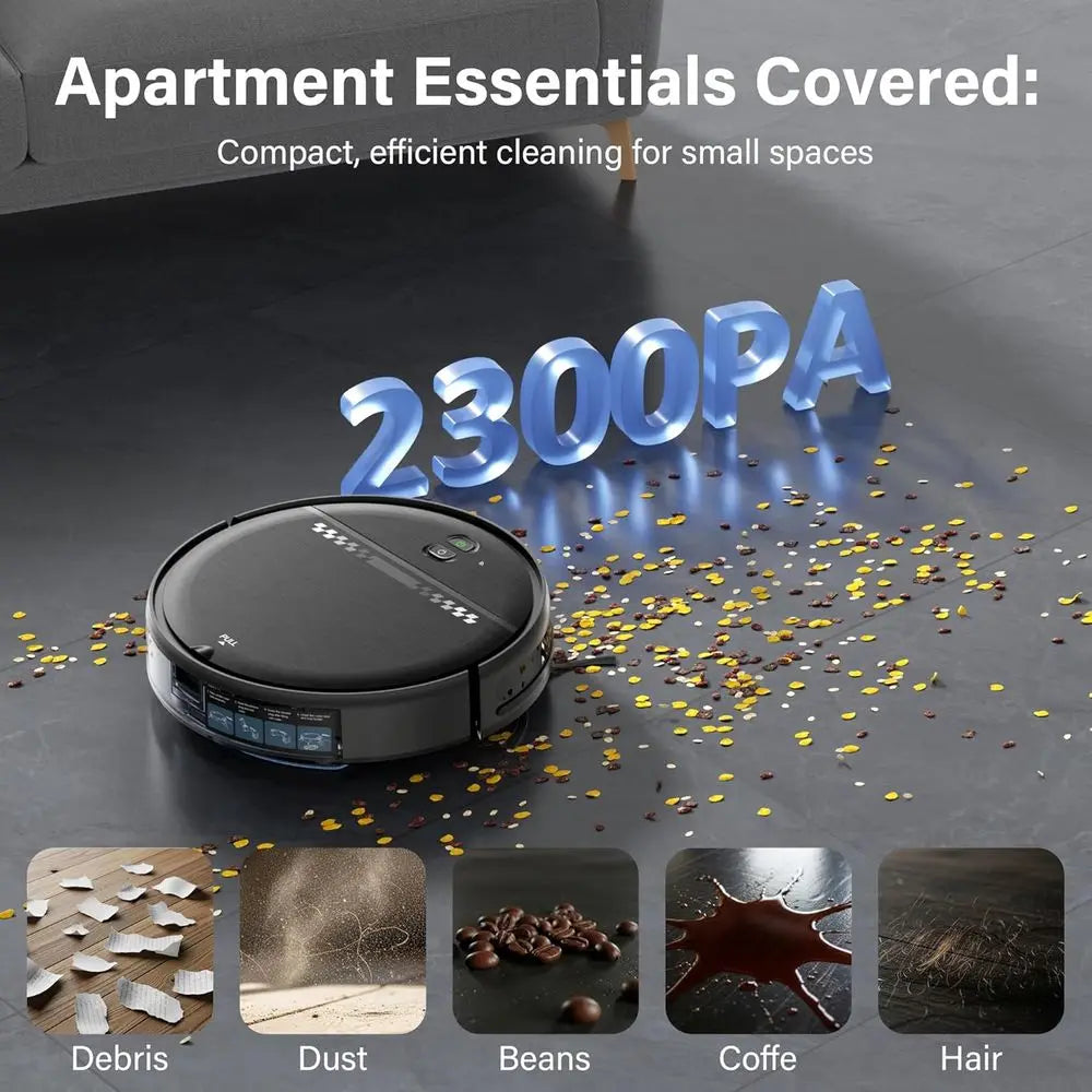 2-in-1 Slim Robot Vacuum and Mop with Wi-Fi/Voice Control, 3D Obstacle Avoidance, Self-Charging for Hard Floors and Carpets, Pet