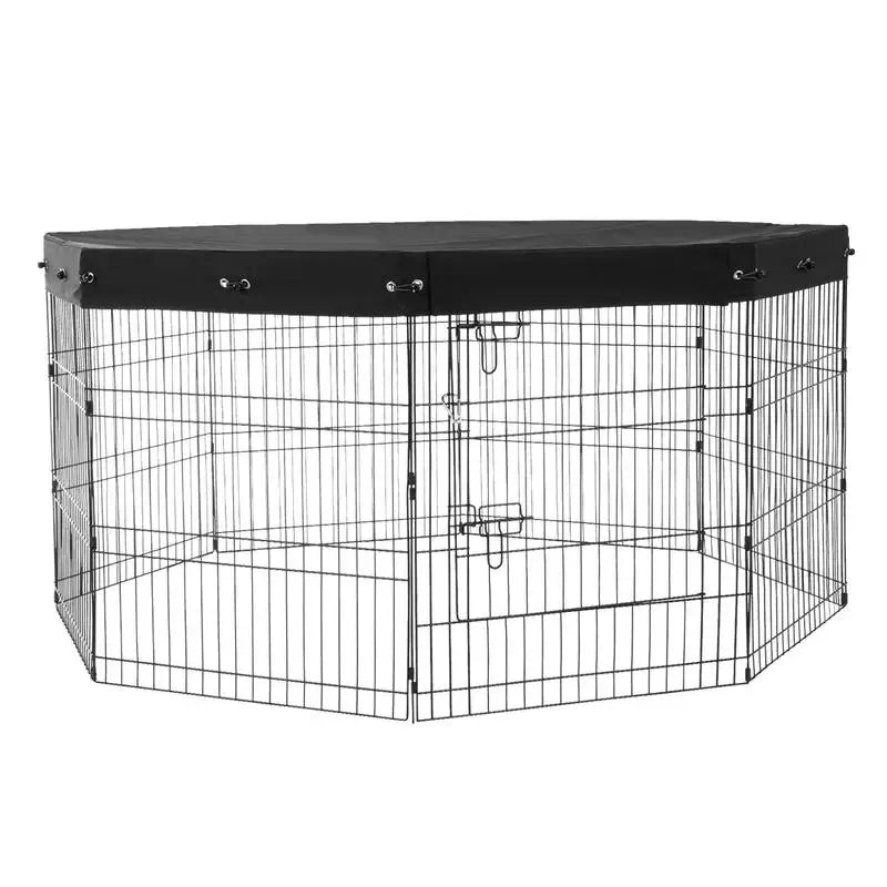Free Shipping-Dog Playpen, 8 Pcs 30"H x 24"W Panels Foldable Metal Pet Exercise Pen, Dog Fence Indoor and Outdoor Pen with Door, 600D Oxford Fabric Top Cover, Pet Playpen for Dogs, Cats, Other Small Animals