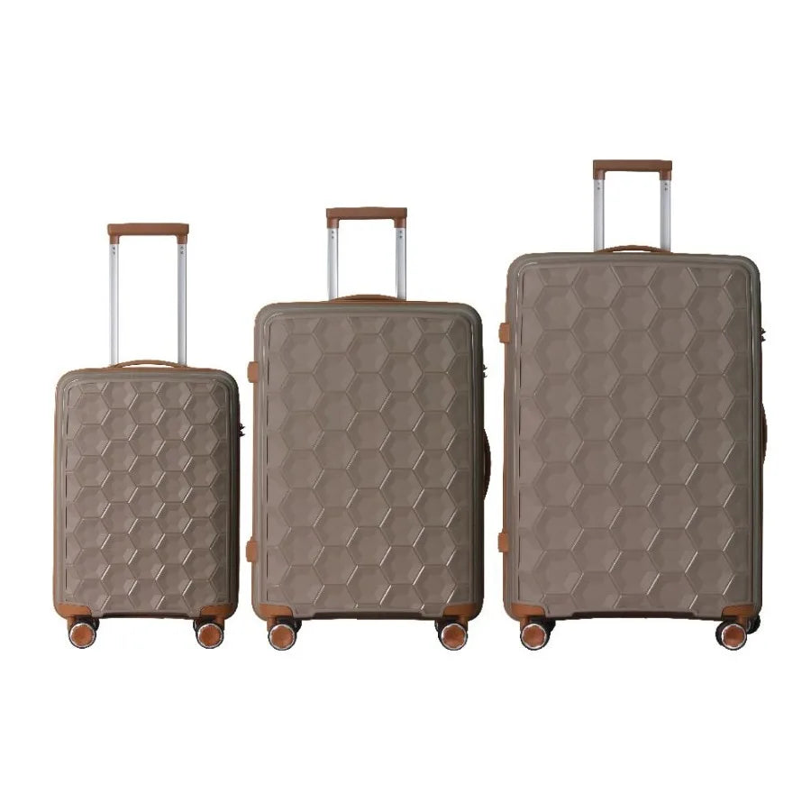 3-Piece Luggage Set for Business and Travel: Lightweight Brown Suitcases with Rolling Wheels, TSA Lock, Molded Corners, Carry-O