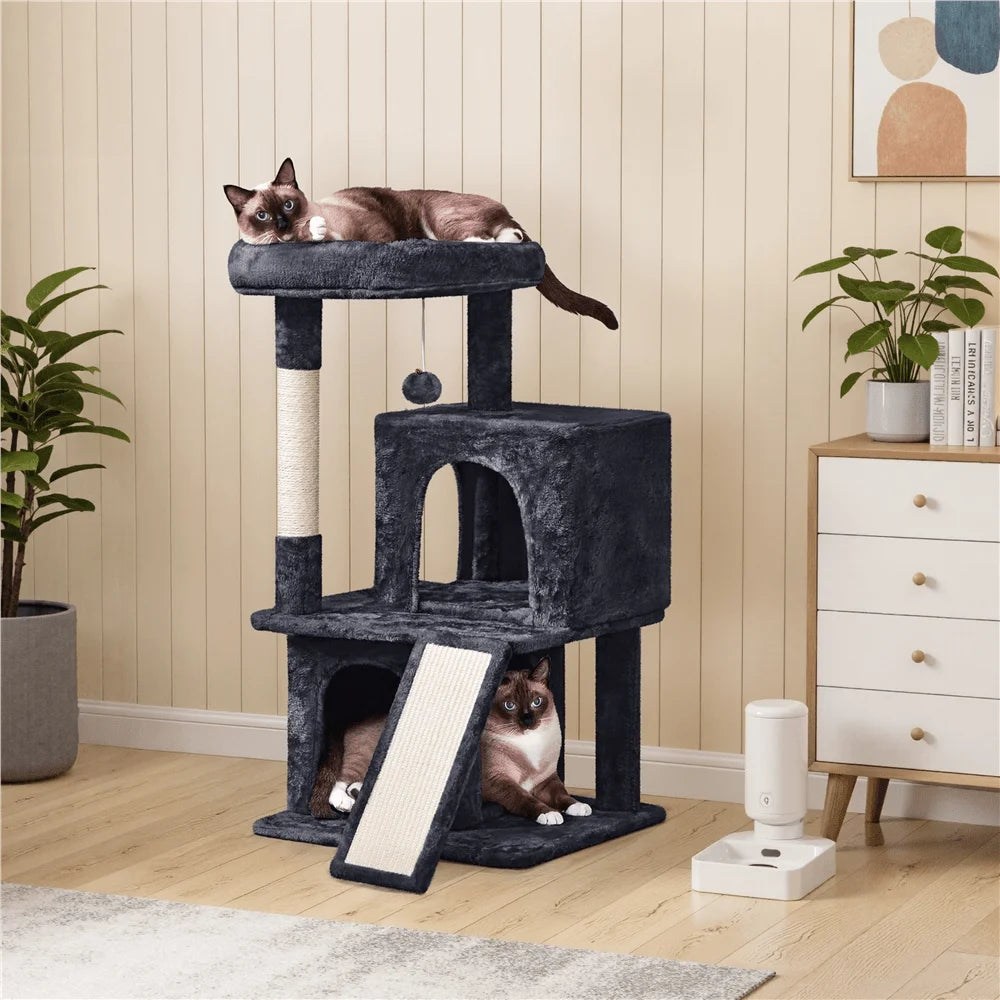 1PC 36inch Multilevel Cat Tree Cat Tower With Double Condos And ching Post