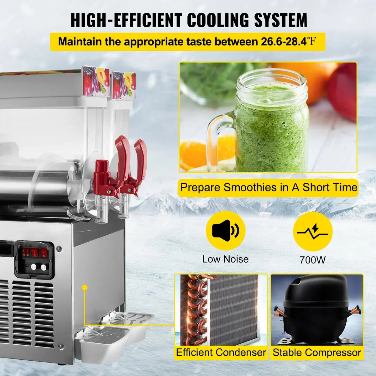 SIHAO Commercial Slushy Machine Tanks Frozen Drink Maker with Auto Temperature Control Ice Juice Tea Coffee Making 15Lx2