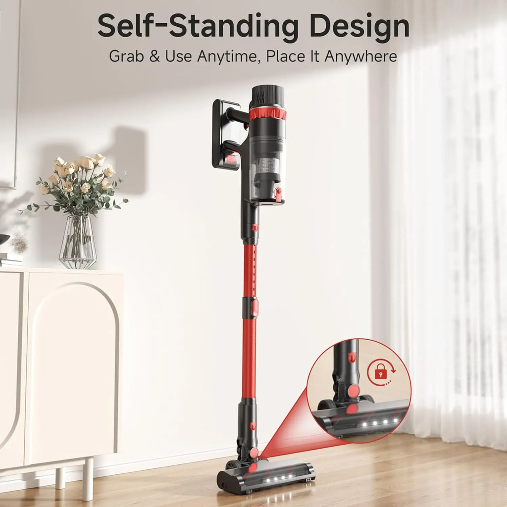 Cordless Stick Vacuum Cleaner, 560W/48KPa/70Mins, Self-Standing with Touch Screen for Pet Hair and Floors