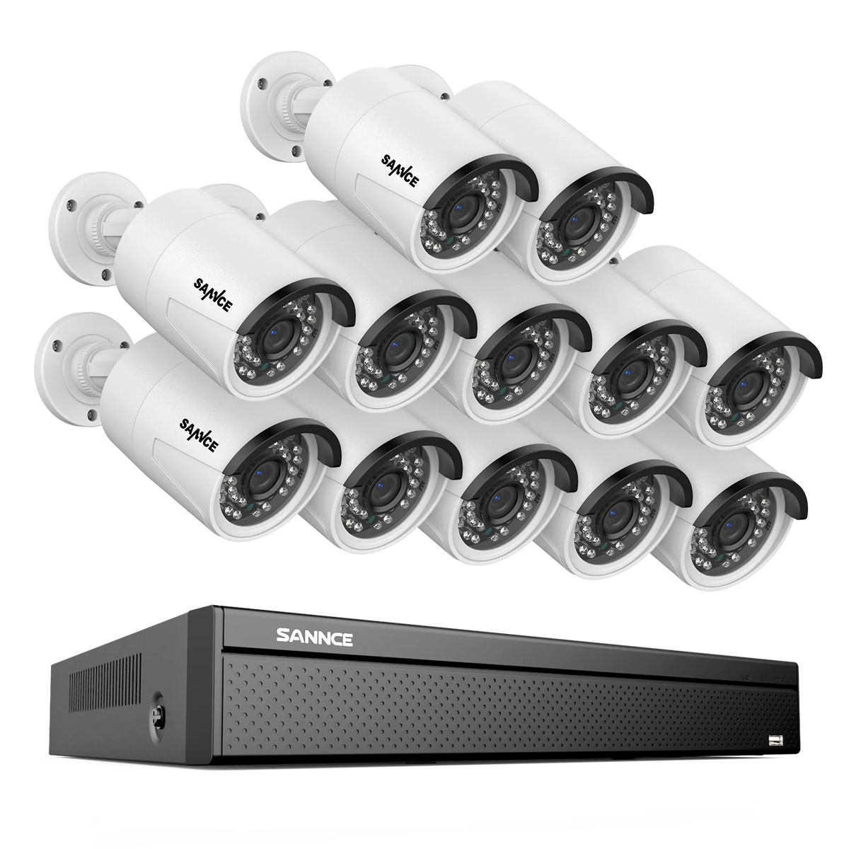 SANNCE 16CH 5MP HD POE Network Video Security System H.265+ NVR 30M EXIR Night Vision IP Camera CCTV Security Protection 2.8MM