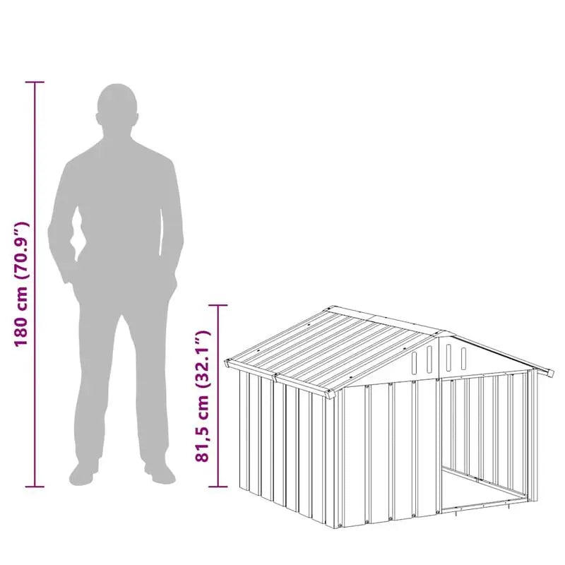 Dog House Anthracite Galvanized Steel 45.9x40.6x32.1 in Durable